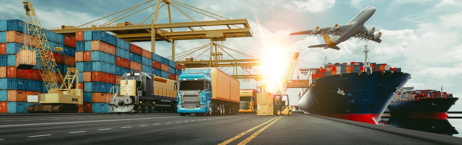 Futuristic logistics with route tracking